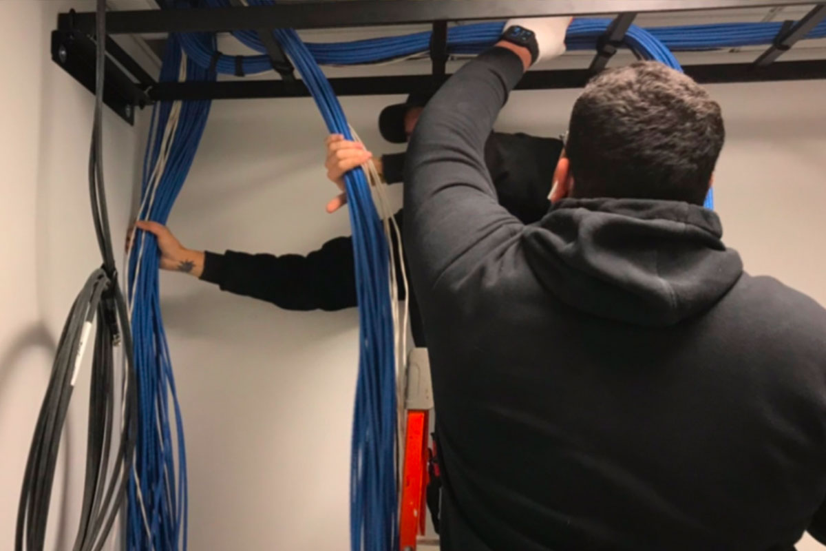 Computer hardware with network cabling in Long Island.