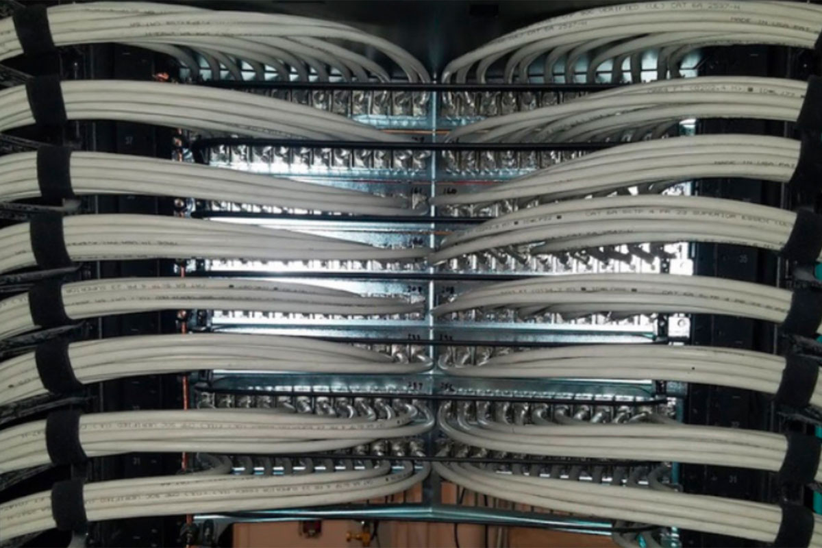Computer hardware with network cabling in Long Island.