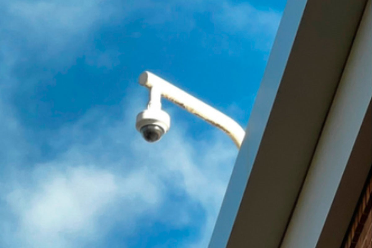 a security camera set up on a rooftop after getting network cabling installed in Long Island.